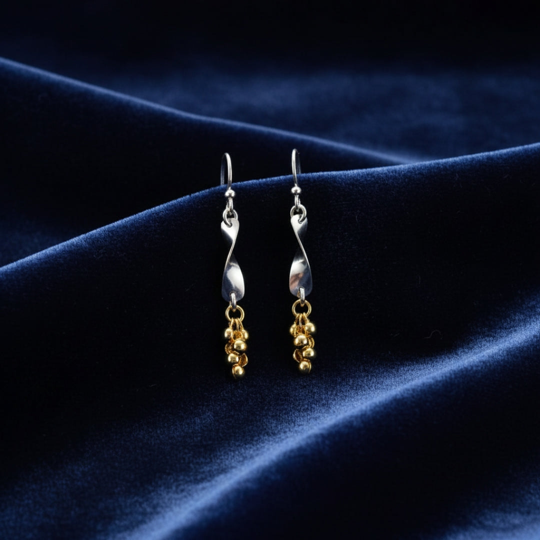 Sterling Silver Gold Plated Twisted Earrings for Women and Girls