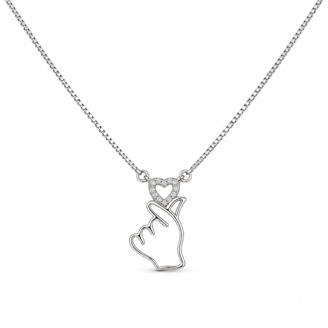 925 Sterling Silver Love Gesture Chain Pendant for Women