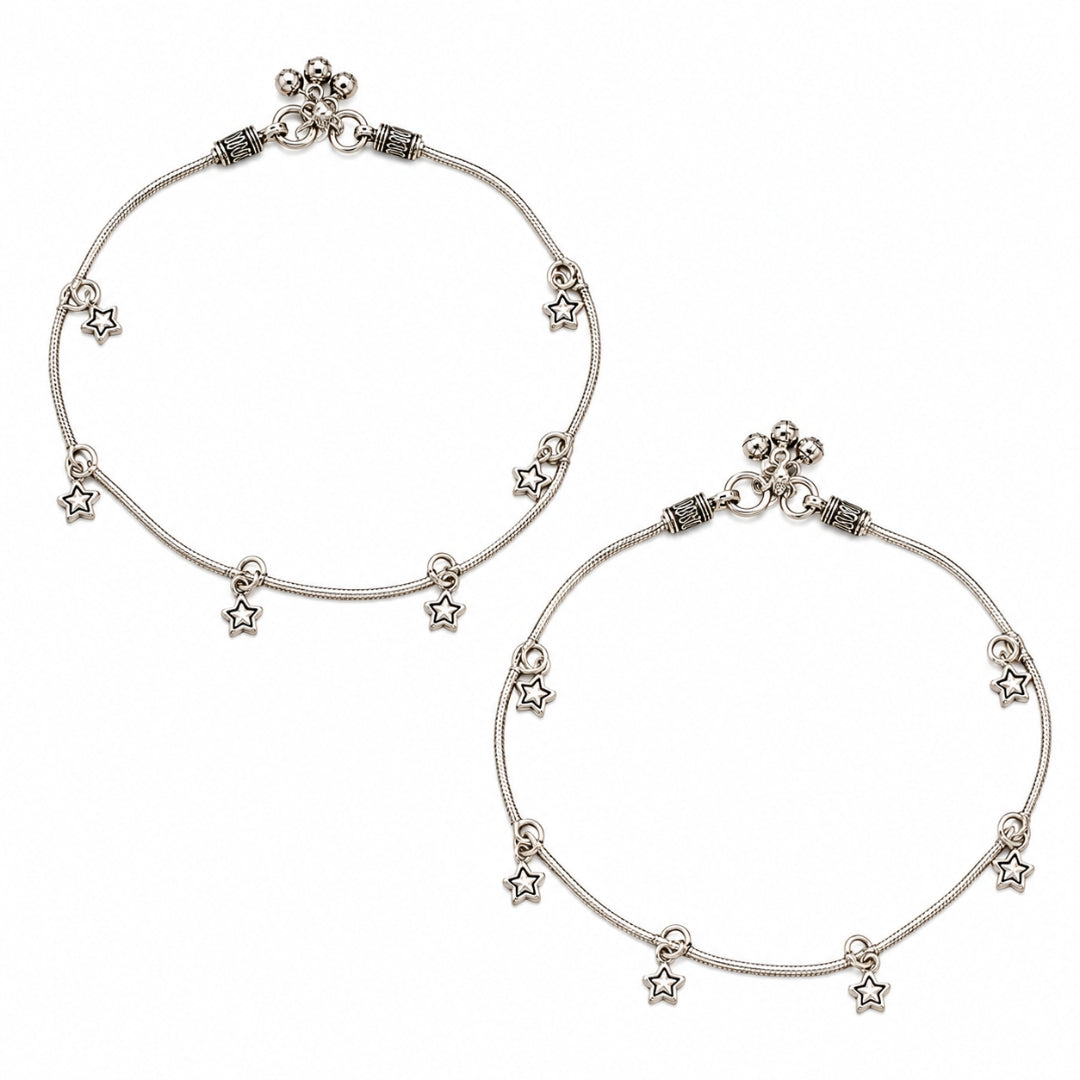 Sterling Silver Star Dangle Anklets for Women & Girls