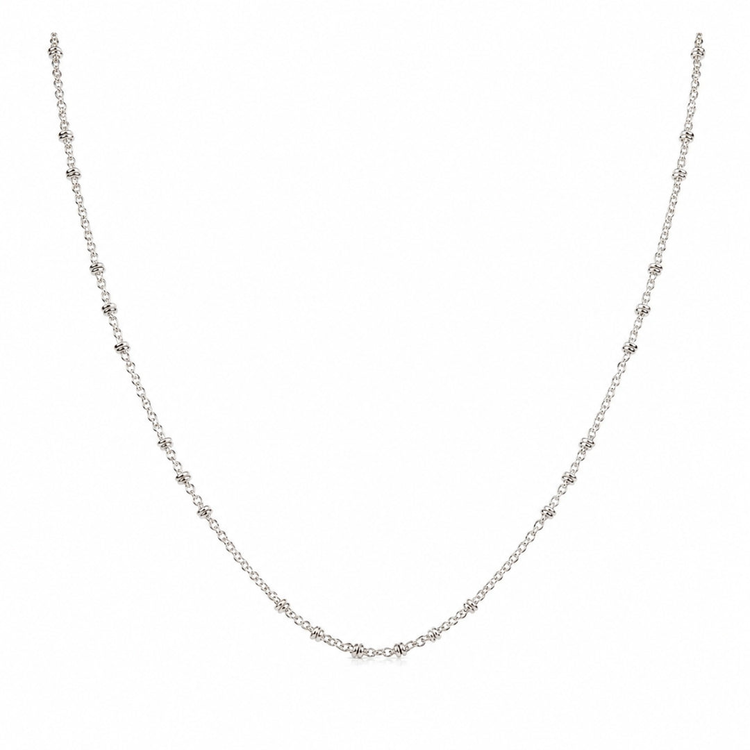 Sterling Silver Beaded Station Chain for Women