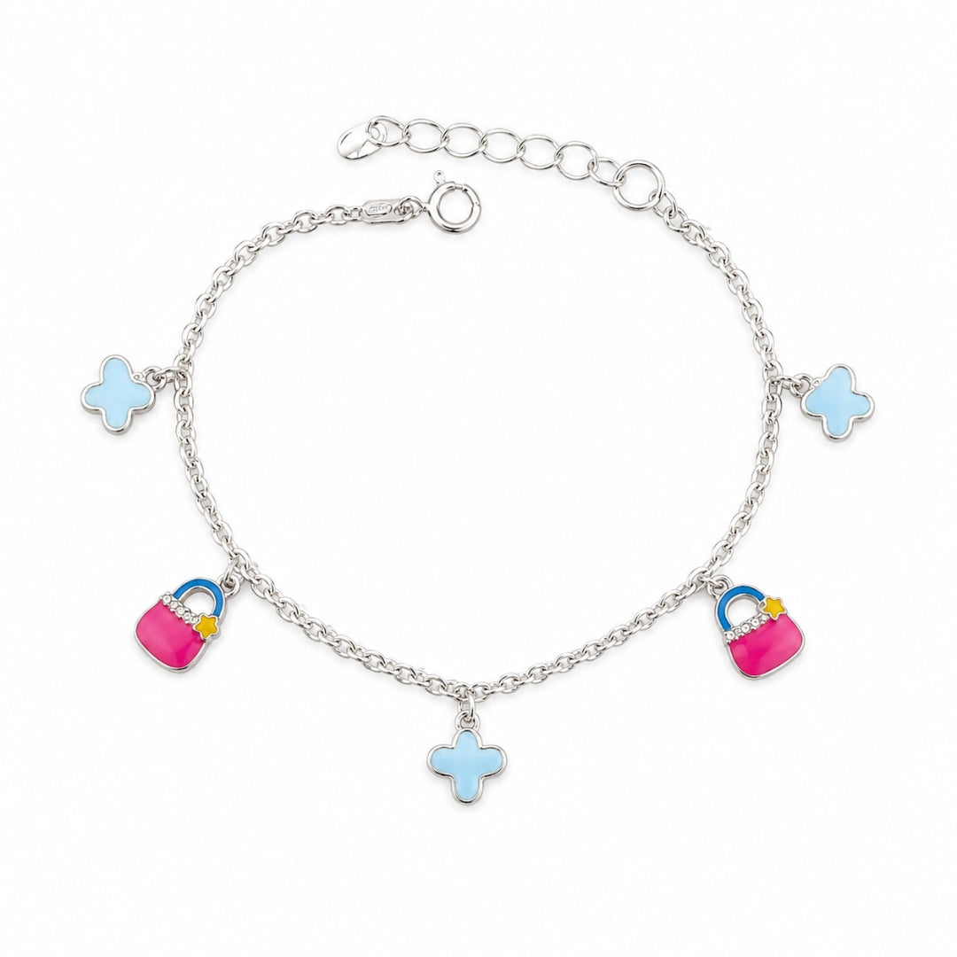 Sterling Silver Handbag Charm Bracelet for Kids
