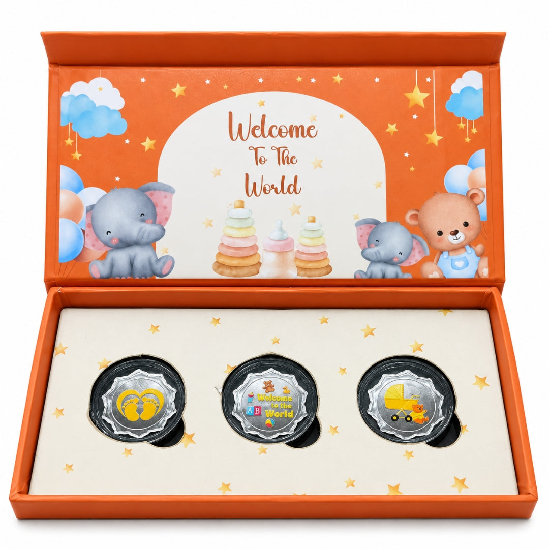 3 GM 999 Pure Silver Welcome to the World Baby Coin Gift Set
