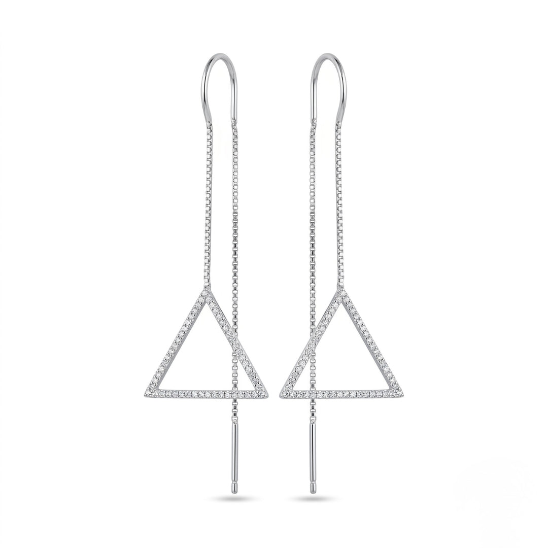 Sterling Silver Triangle Drop Chain Earrings  for Women