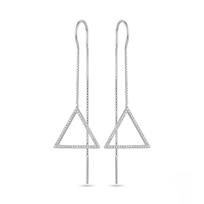Sterling Silver Triangle Drop Chain Earrings  for Women