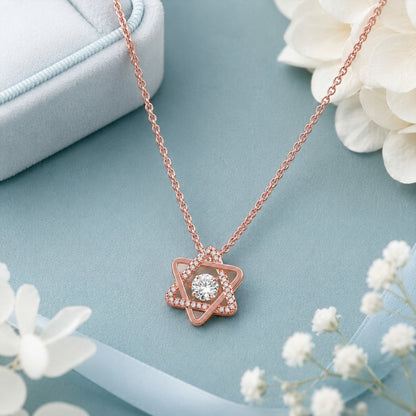 Sterling Silver Rose Gold Plated Star Pendant Necklace for Women