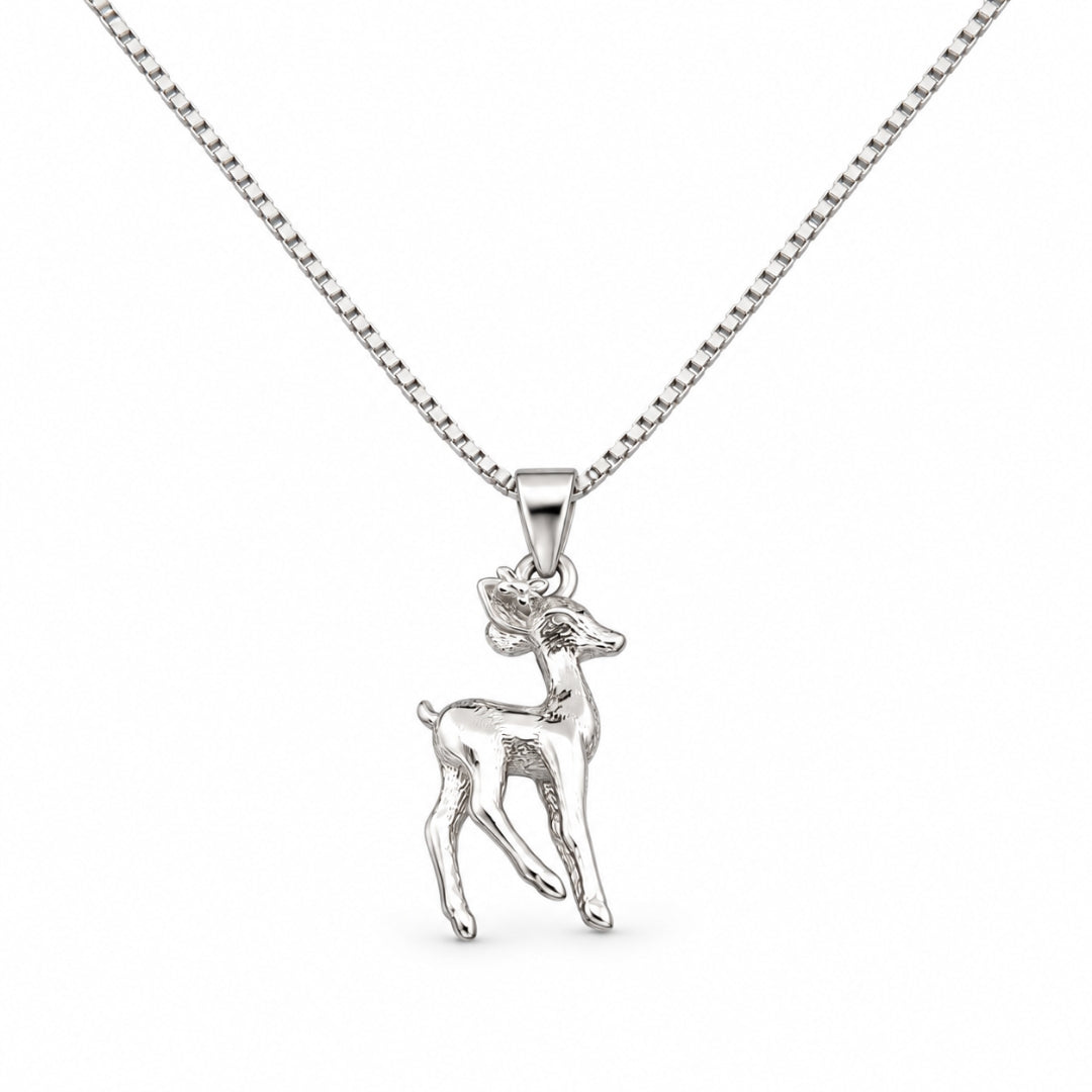 925 Sterling Silver Deer Motif Chain Pendant for Women