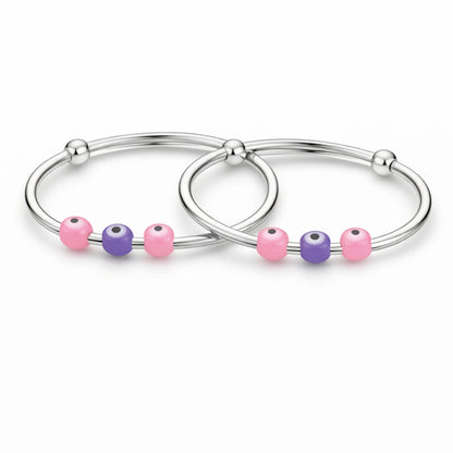 Sterling Silver Kids Adjustable Multicolor Evil Eye Nazariya Bangle