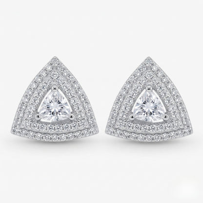 Sterling Silver Triangle Halo Stud Earrings for Women