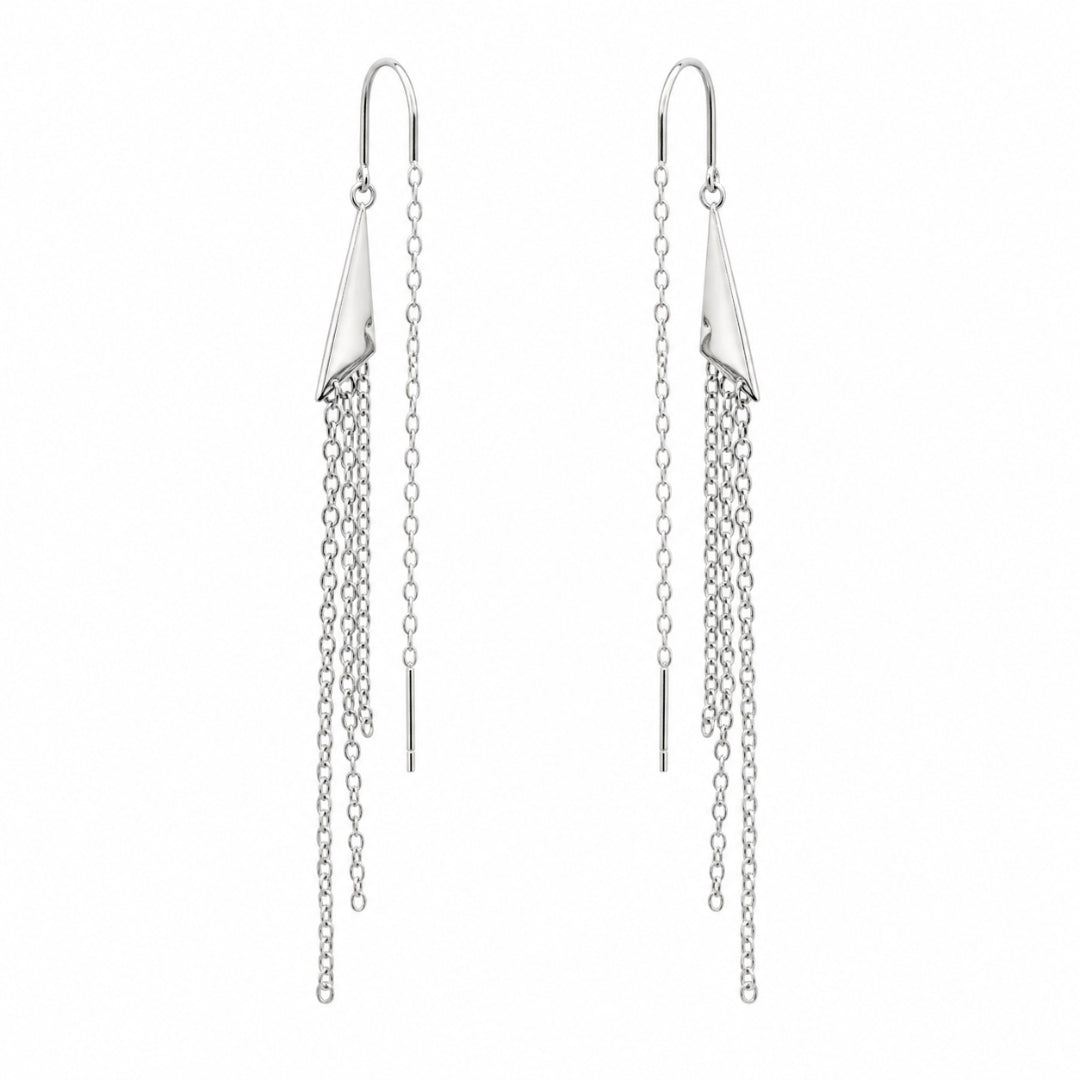 Sterling Silver Multi Chain Drop Threader Earrings for Women