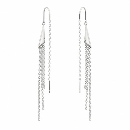 Sterling Silver Multi Chain Drop Threader Earrings for Women