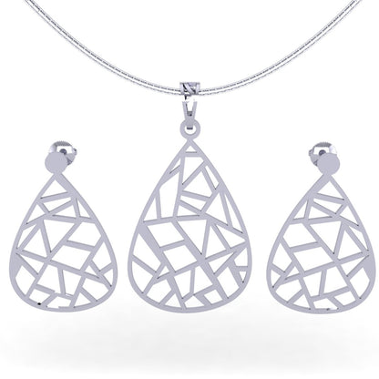 Sterling Silver 925 Diamond cut Leaf Pendant With Earring Set for Women and Girls