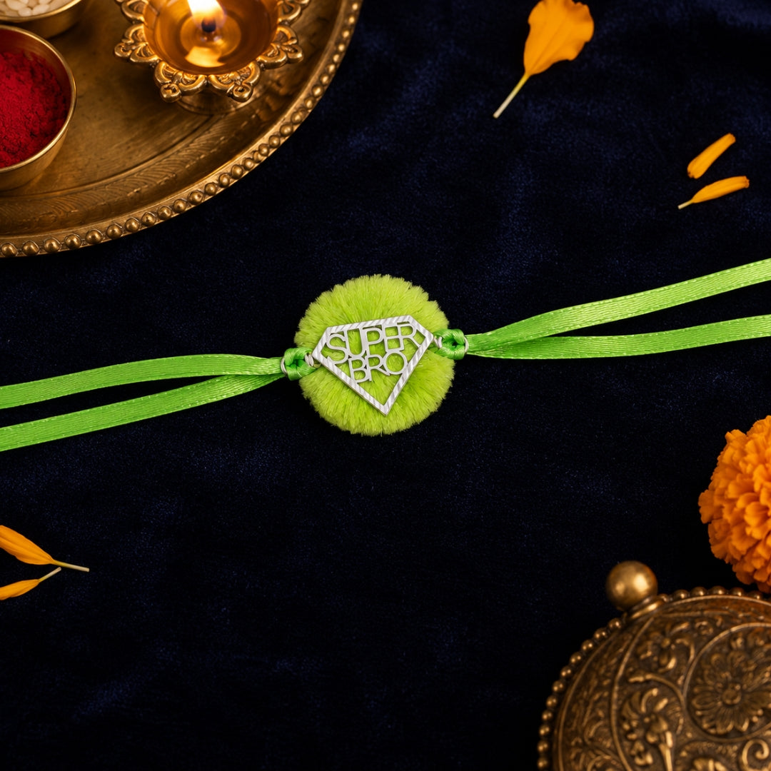 Sterling Silver Super Bro Rakhi For Brother