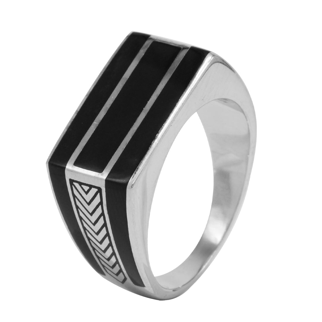 Sterling Silver EterKnight Black Chevron Ring for Men