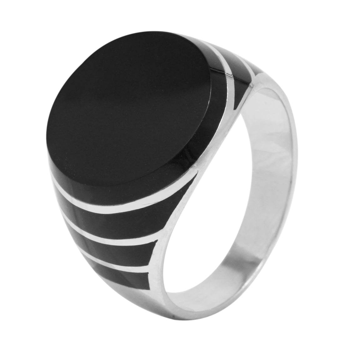 Sterling Silver EterKnight Black Oval Ring for Men