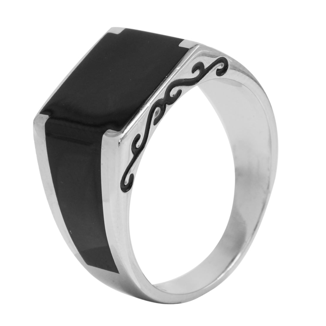 Sterling Silver EterKnight Black Top Ring for Men