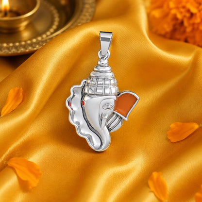 Sterling Silver Lord Ganesh Pendant (without Chain) for Men and Women