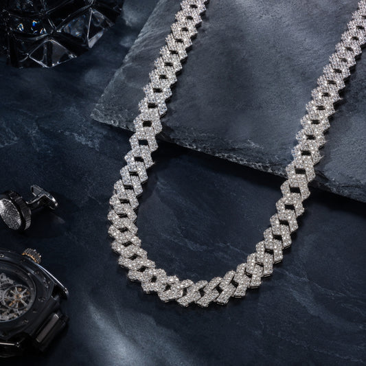 Sterling Silver EterKnight Stone Studded Link Chain for Men