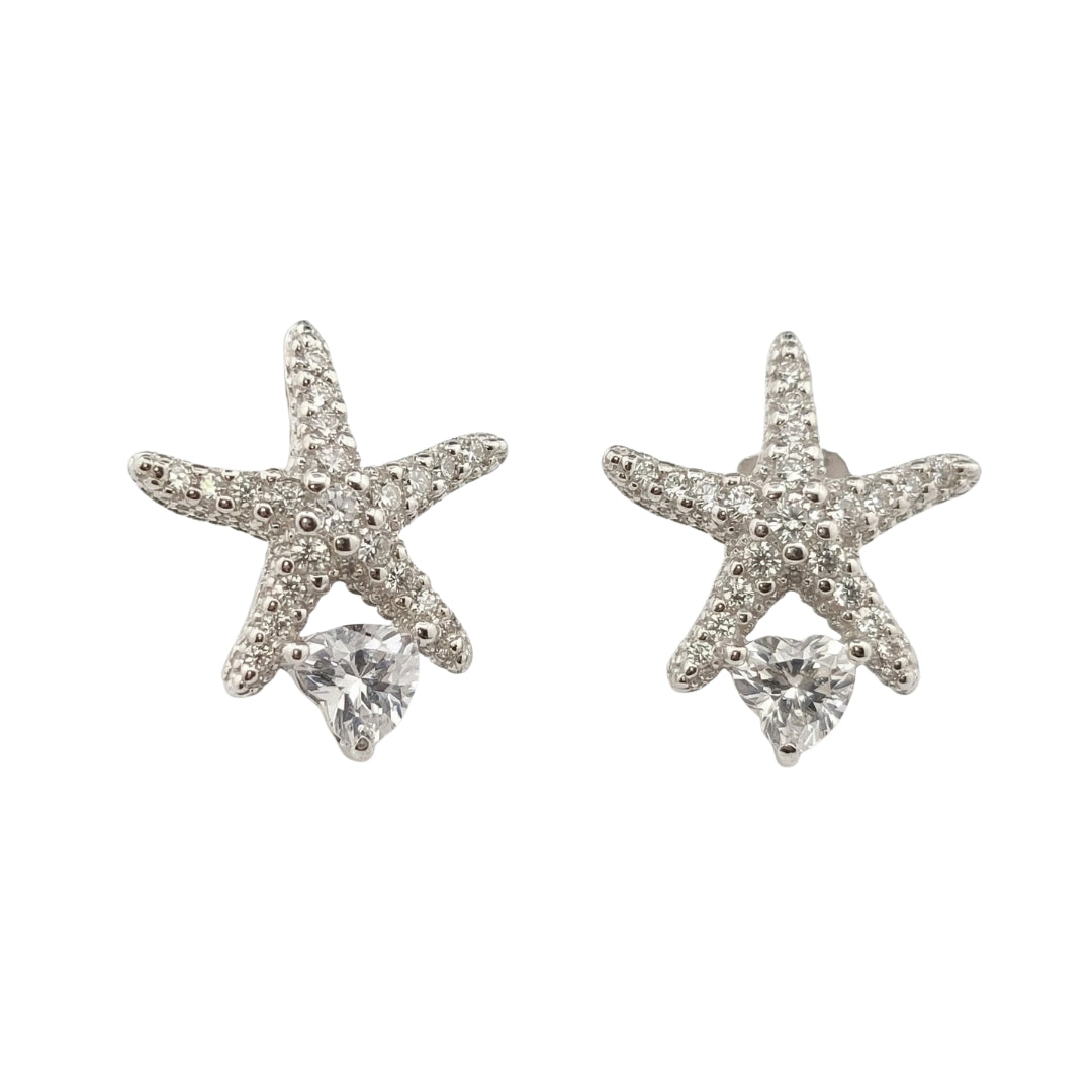 Sterling Silver Starfish Design Stud Earrings for Women