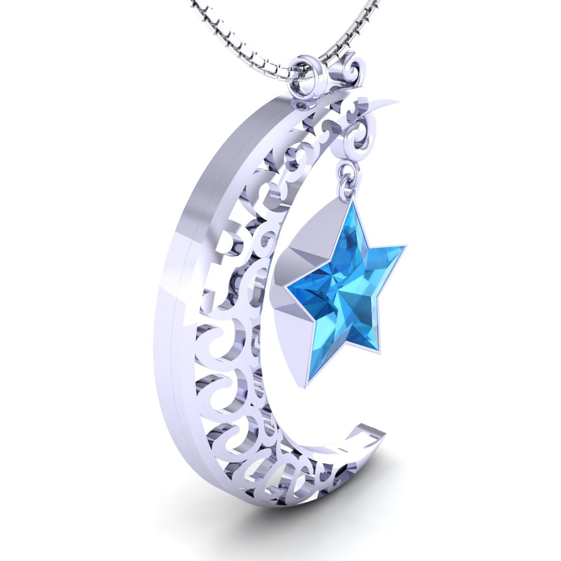 Sterling Silver Shining star chain pendant for women and girls