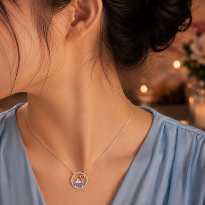 Sterling Silver Couple Heart Chain Pendant for Women and Girls