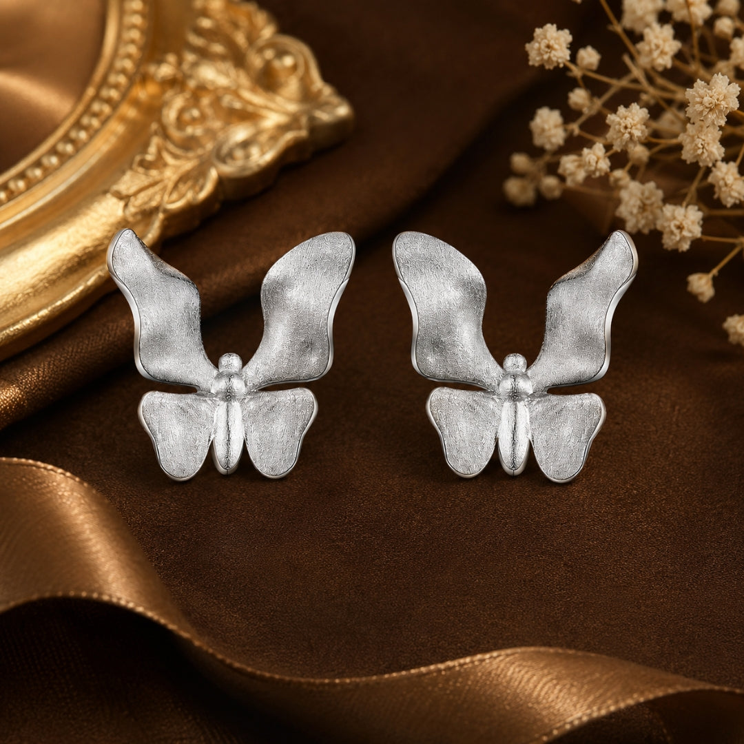 Sterling Silver Butterfly Stud Earrings For Women & Girls