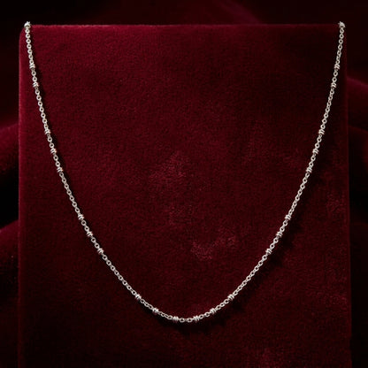 Sterling Silver Beaded Station Chain for Women
