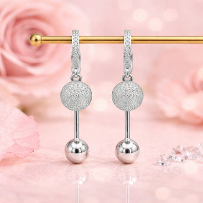 Sterling Silver Pave Drop Hoop Earrings for Women
