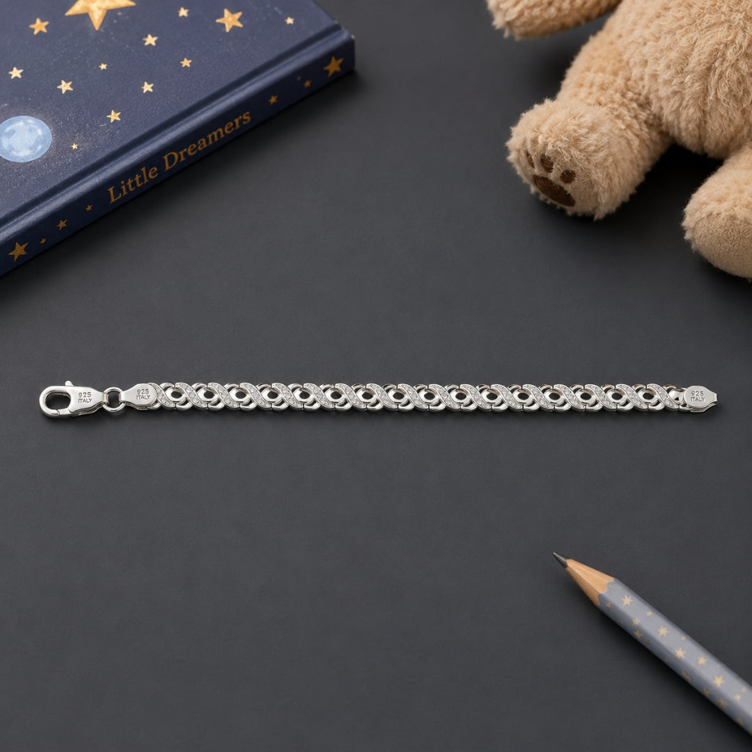Sterling Silver Infinity Link Wristlet Bracelet for Kids