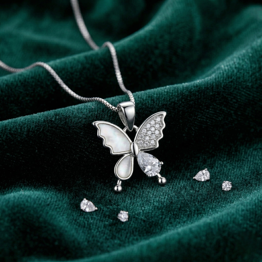 Sterling Silver Butterfly Chain Pendant for Women