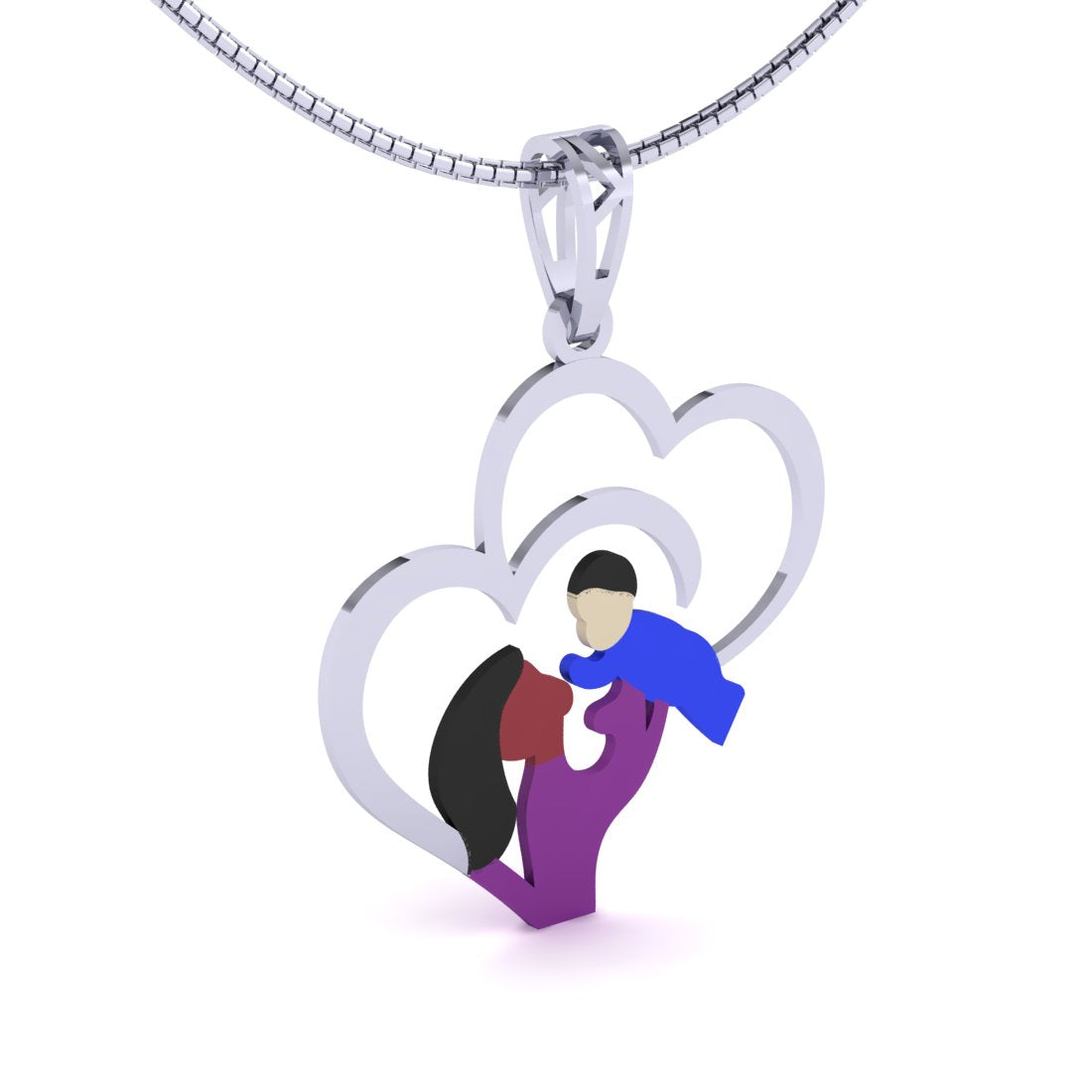 Sterling Silver 925 Mother's love Chain Pendant for Women and Girls