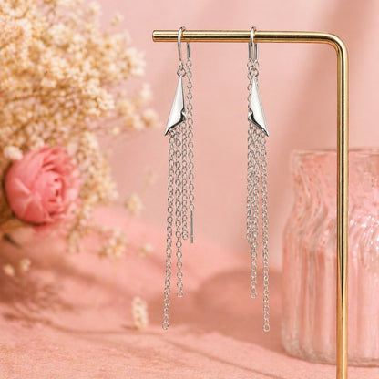 Sterling Silver Multi Chain Drop Threader Earrings for Women