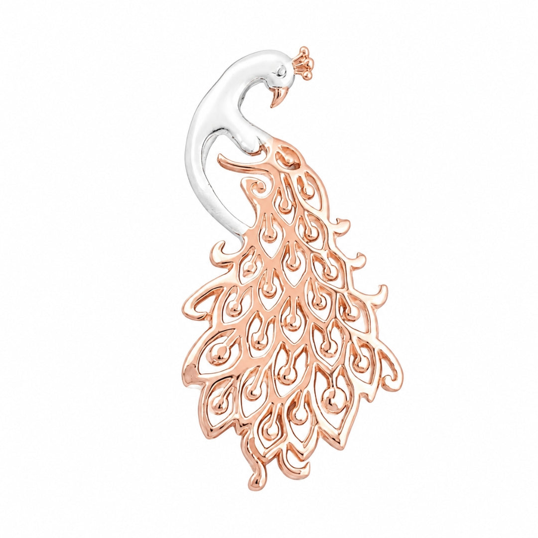 Sterling Silver Rose Gold Plated Peacock Pendant (Without Chain)with Matching Earrings Set for Women & Girls