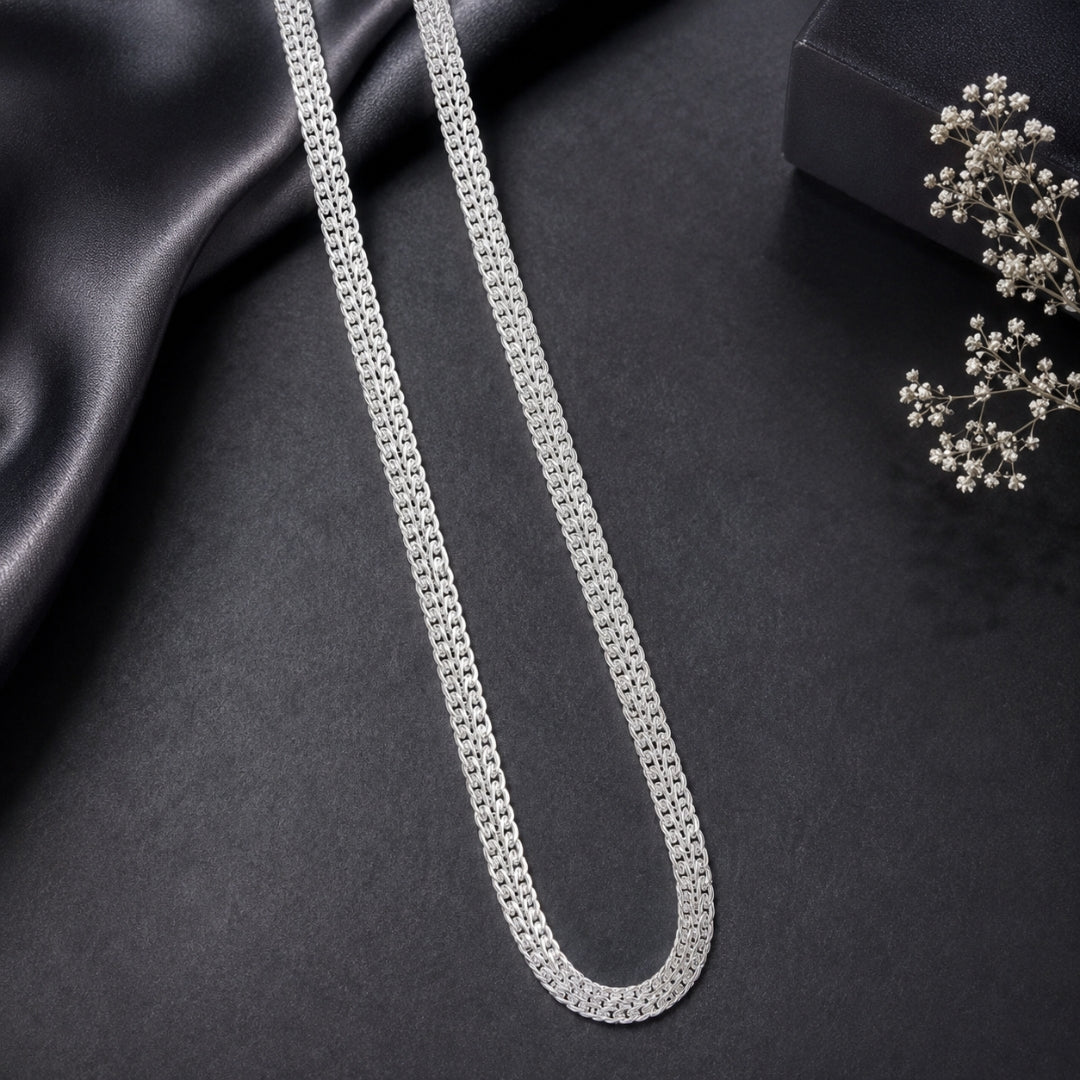 Sterling Silver Woven Curb Chain for Men and Women