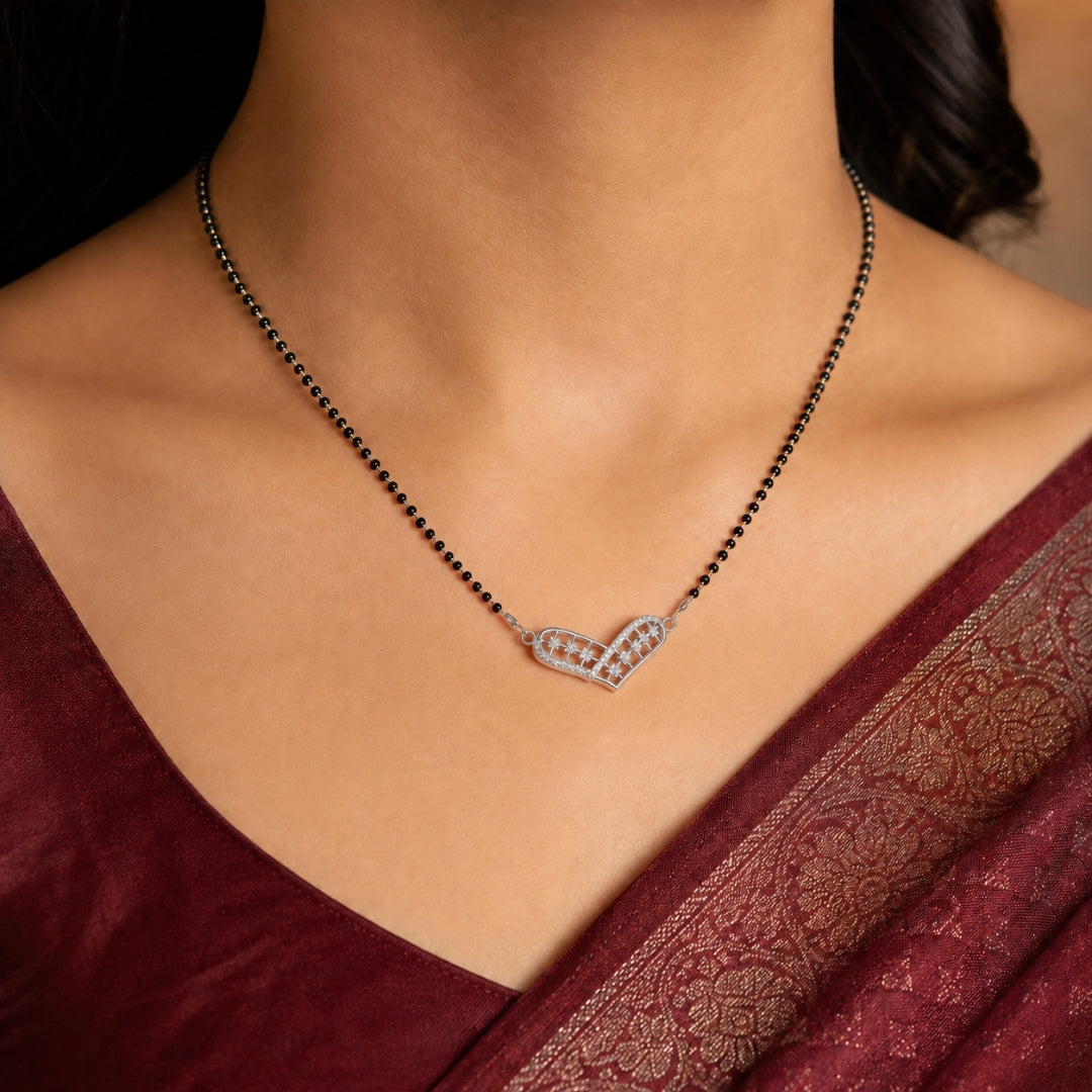925 Sterling Silver Eternal love Heart Mangalsutra