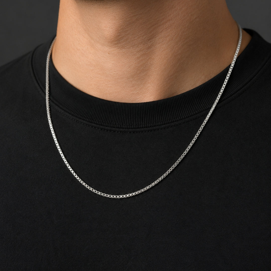 Sterling Silver Box Link Chain for Men and Women