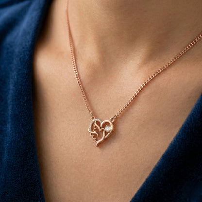 Sterling Silver Rose Gold Plated Angel Wing Heart Chain Pendant for Women