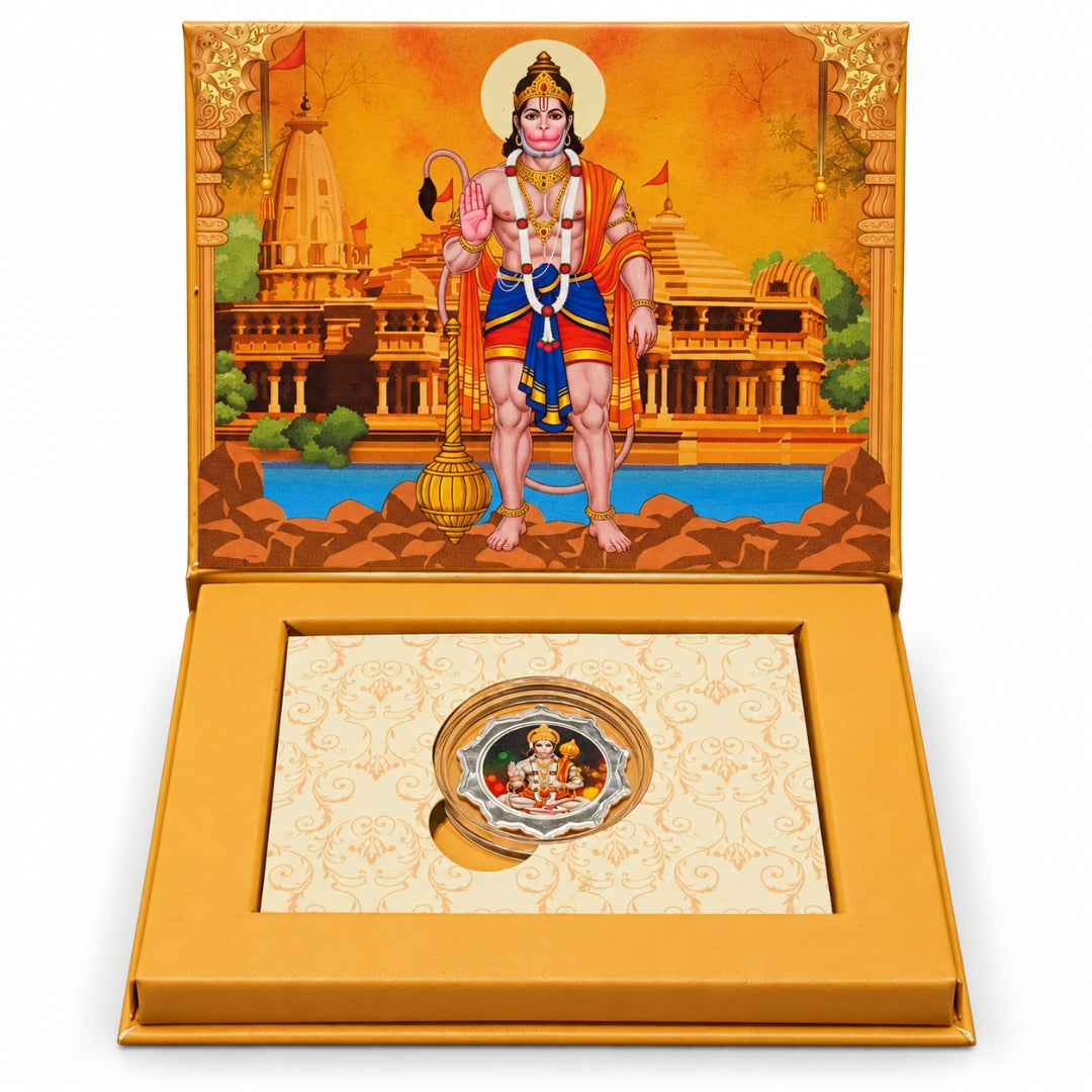 1 GM 999 Pure Silver Bajrangbali Coin Gift Box