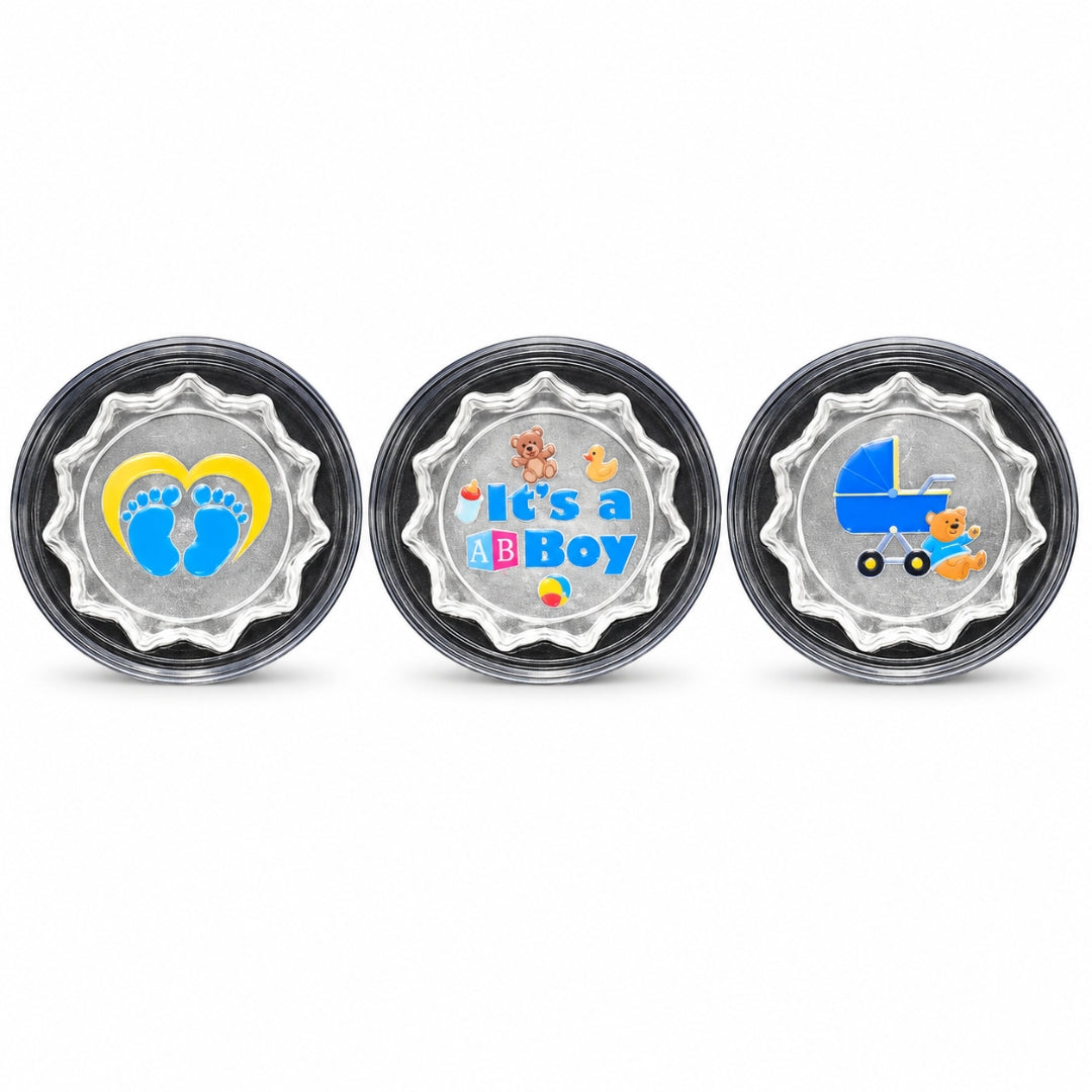 3 GM 999 Pure Silver It’s a Boy Newborn Coin Gift Set