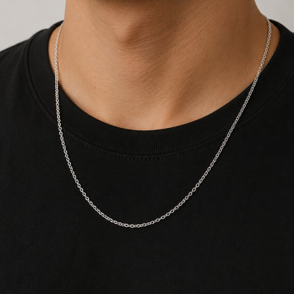 Sterling Silver Oval Cable Link Chain for Men and Women
