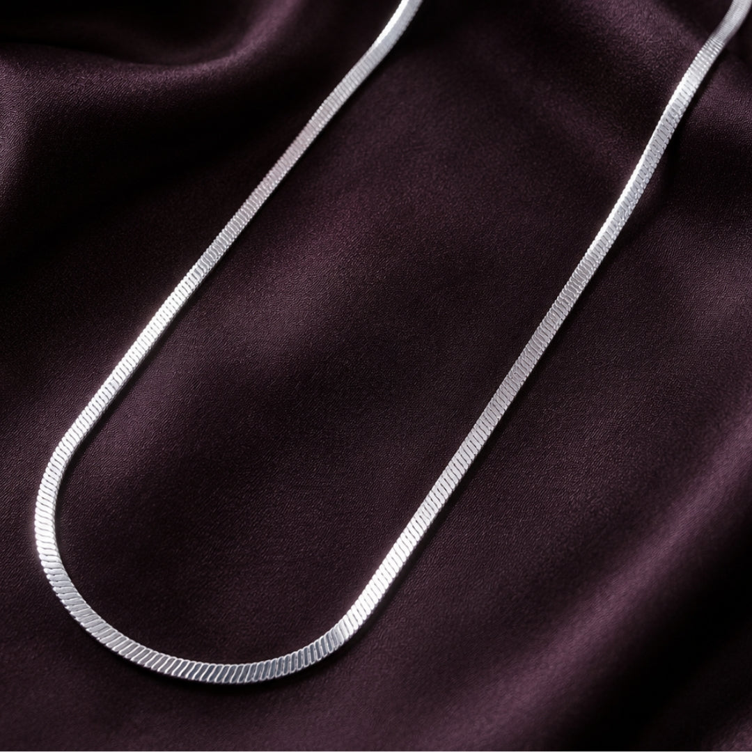 Sterling Silver Flat Herringbone Chain for Men and Women