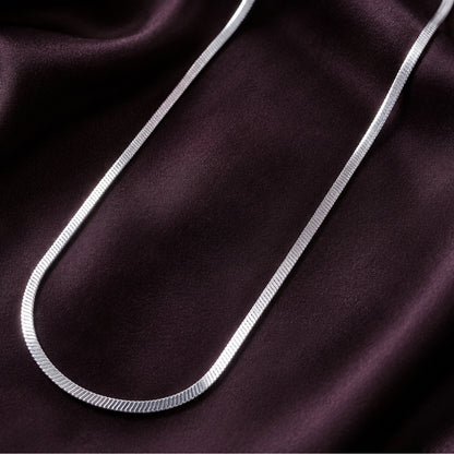 Sterling Silver Flat Herringbone Chain for Men and Women