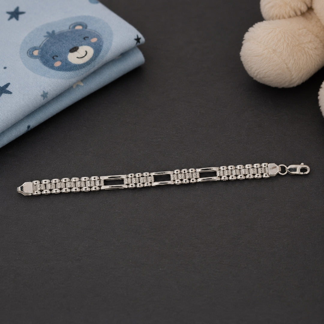 Sterling Silver Bar Link Wristlet Bracelet for Kids