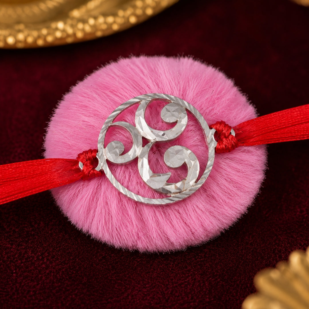 Sterling Silver Alpona Motif Rakhi for Brother