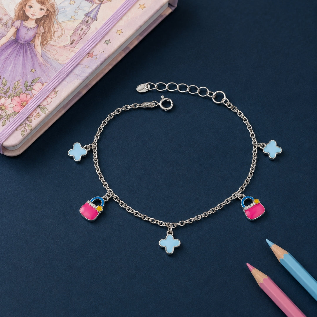 Sterling Silver Handbag Charm Bracelet for Kids