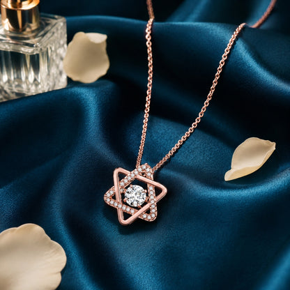 Sterling Silver Rose Gold Plated Star Pendant Necklace for Women