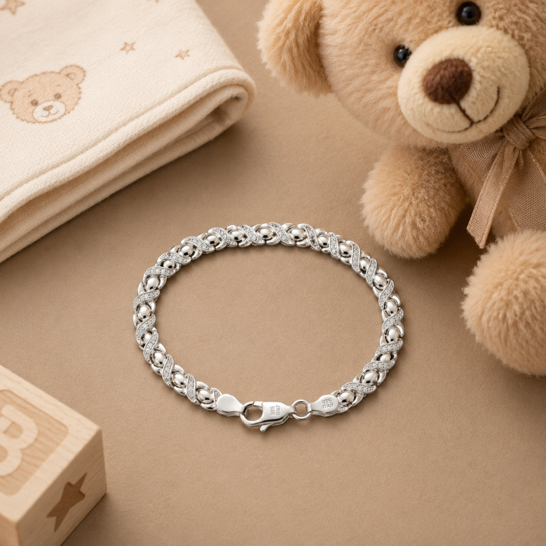 Sterling Silver Infinity Link Wristlet Bracelet for Kids