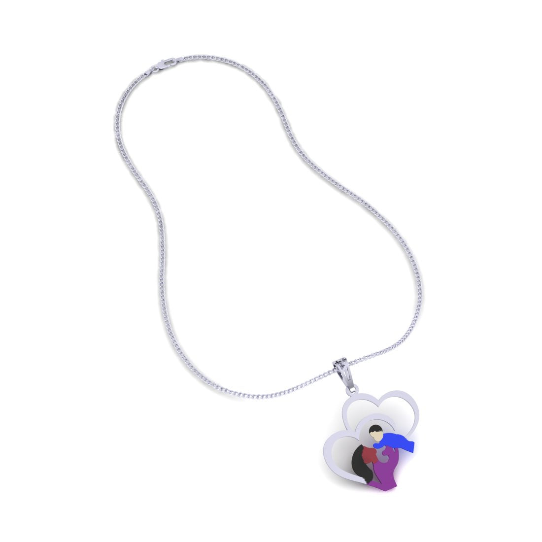 Sterling Silver 925 Mother's love Chain Pendant for Women and Girls