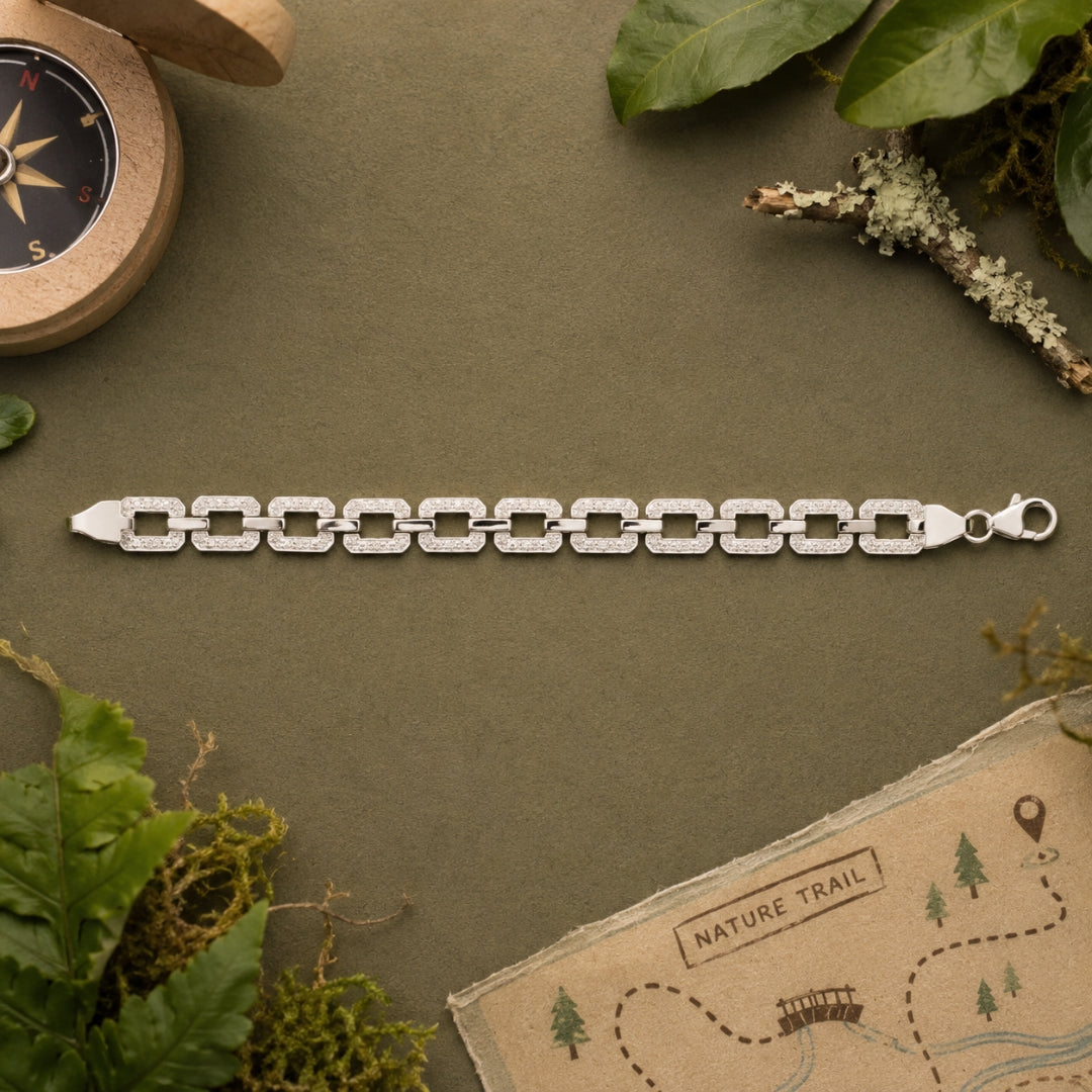 Sterling Silver Open Box Link Bracelet for Kids