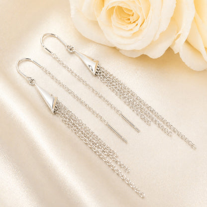 Sterling Silver Multi Chain Drop Threader Earrings for Women