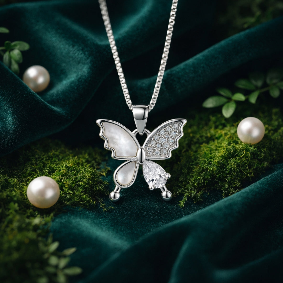 Sterling Silver Butterfly Chain Pendant for Women